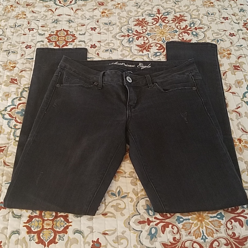 American Eagle Black distressed skinny jeans Sz 4